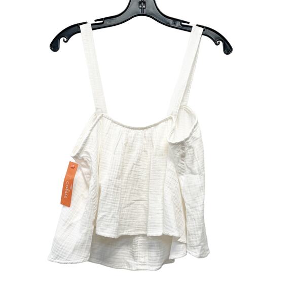 Colsie Womens White Textured Cotton Flowy Tank Top Size M - Picture 5 of 5